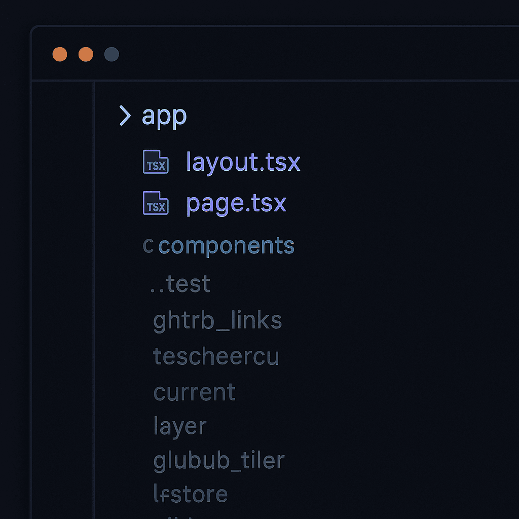 React and Next.js file structure visualized in a code editor