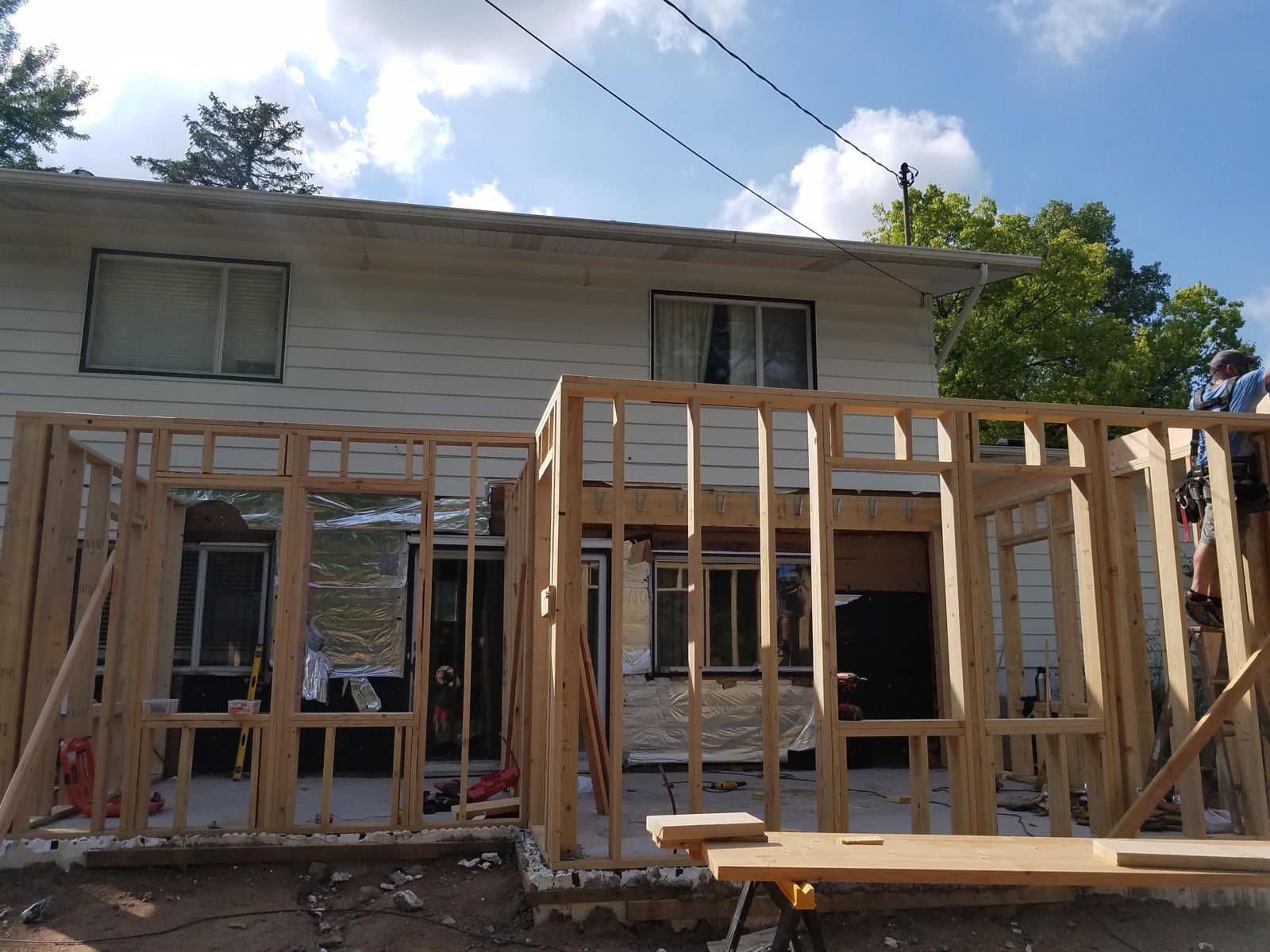First floor framed against the back of the house, September 1