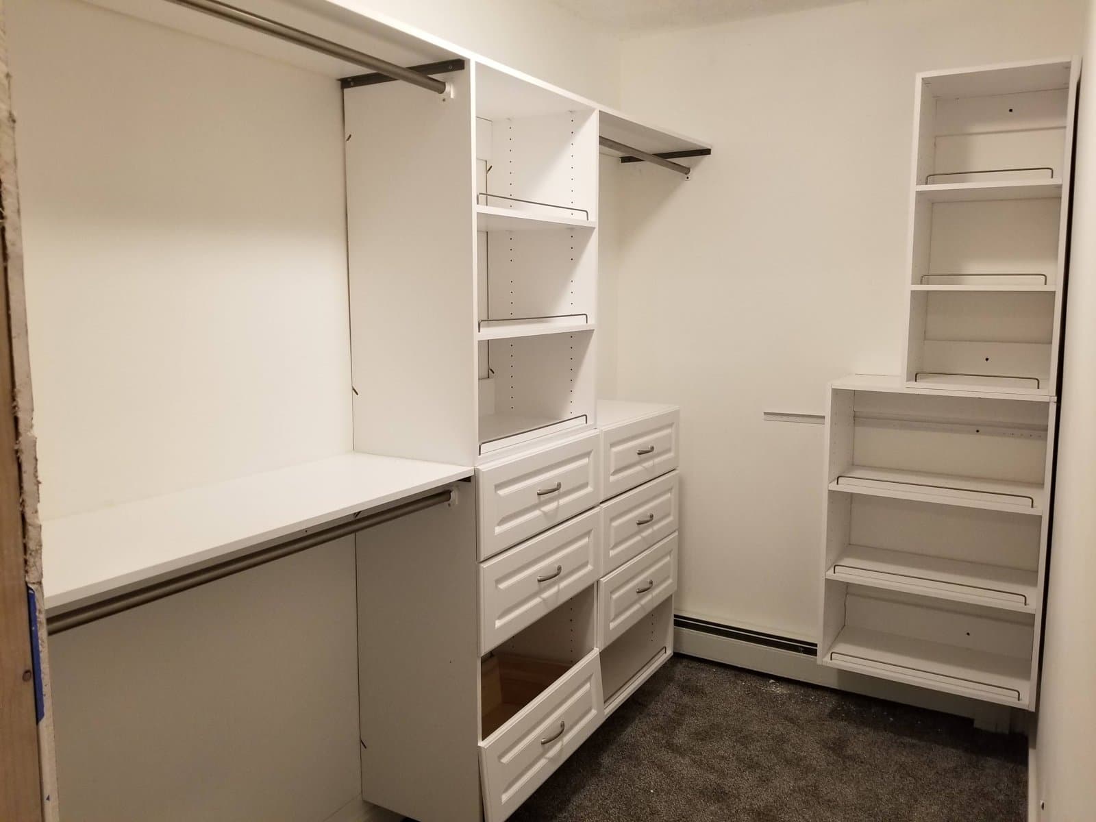 Closet built-ins with drawers and shelving