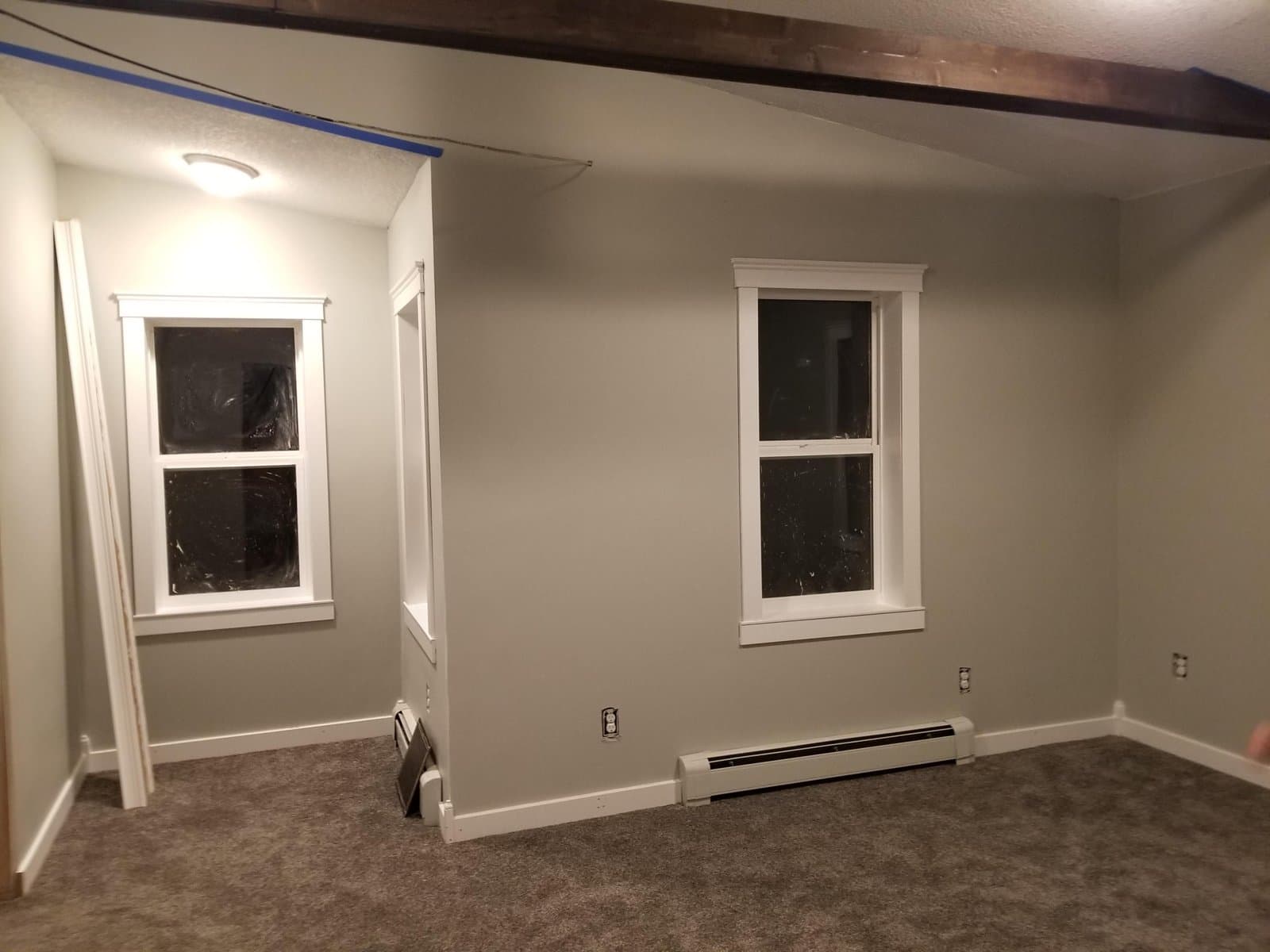 Master bedroom painted, trim on, February 2019