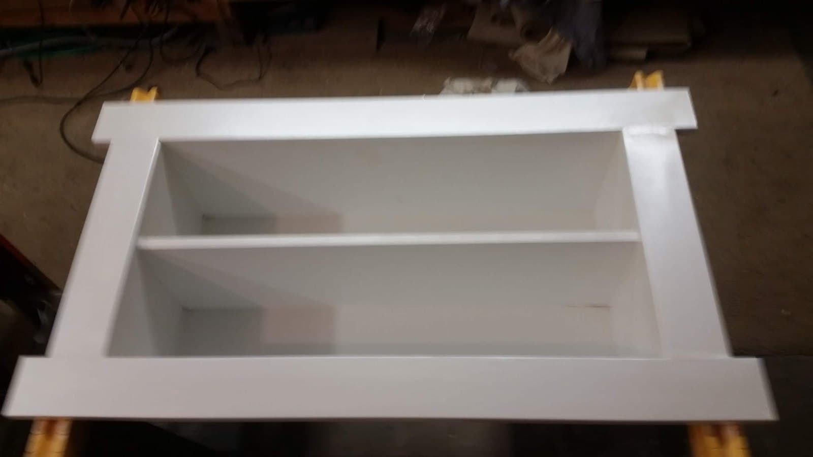 The nook's frame and shelves, built in the garage, December 19