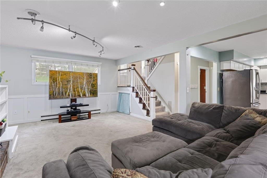 Lower level, opened up, looking to the stairs