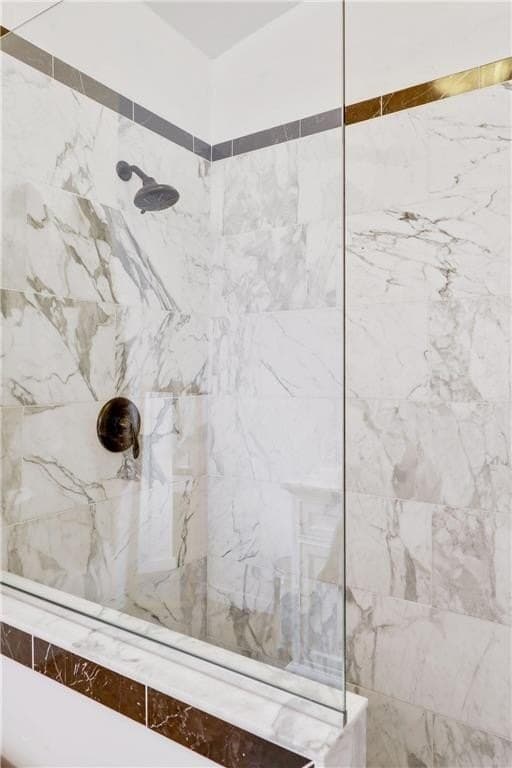 The tiled shower