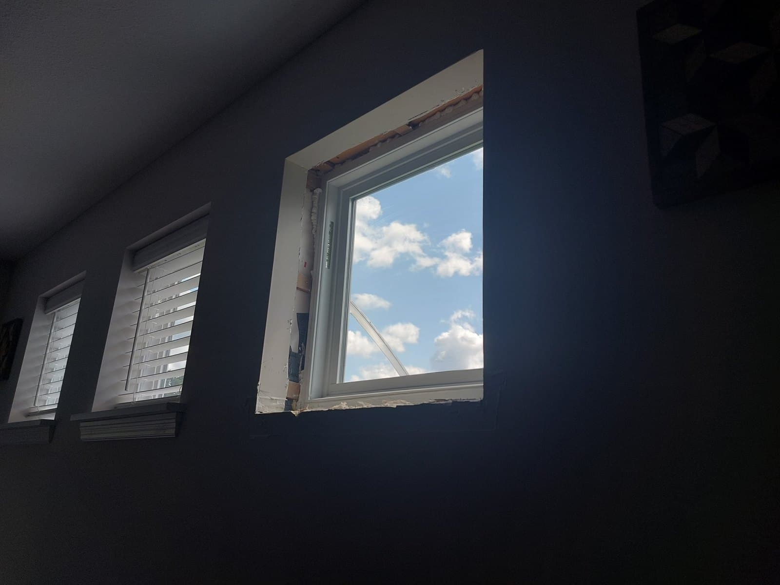The basement window from inside, out of square
