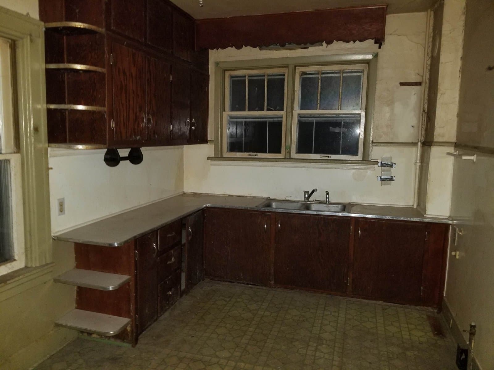 Kitchen cabinets and window