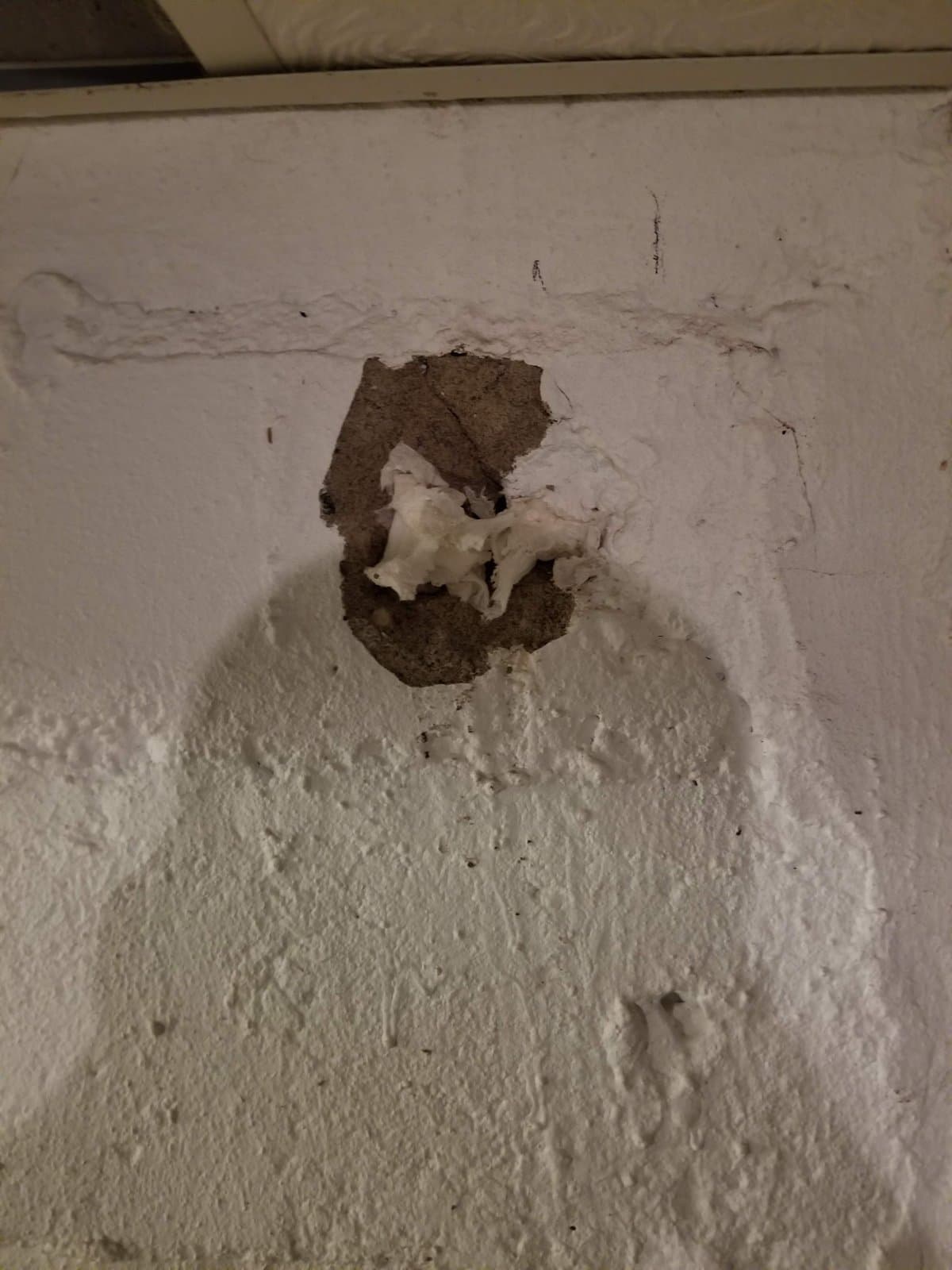 Block patched where the wall had failed