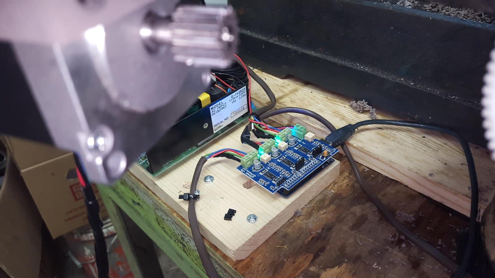 The Arduino-based controller board next to a motor