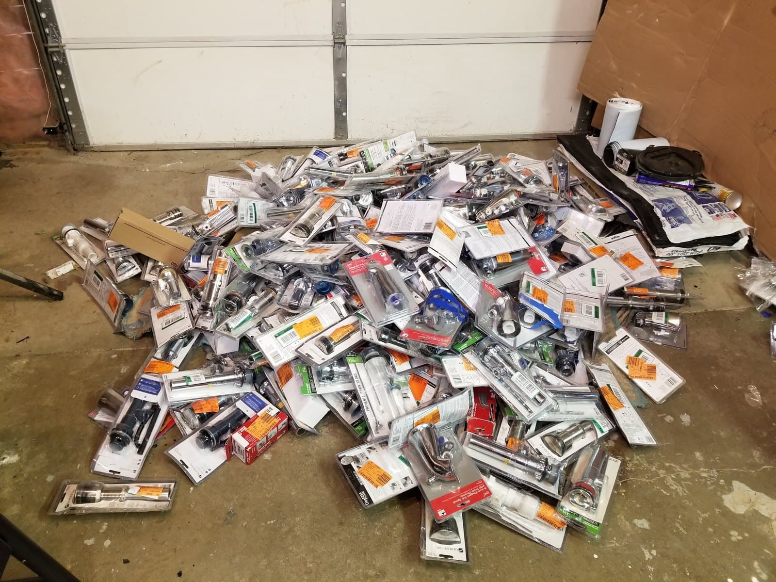 Sorting on the garage floor