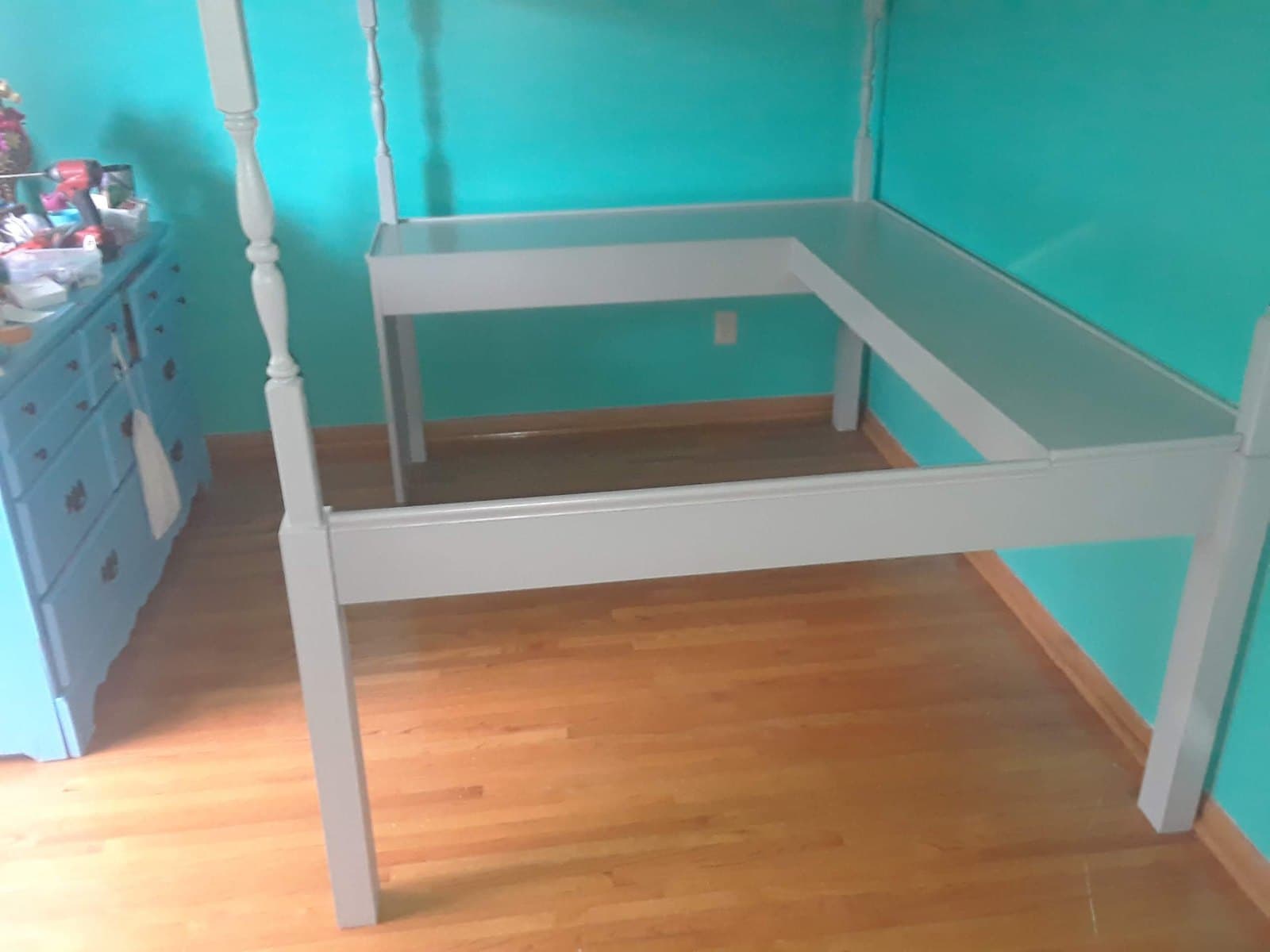Loft bed finished, painted to match the room