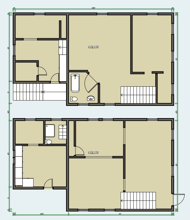 Myrtle house, existing floor plan: both floors as bought